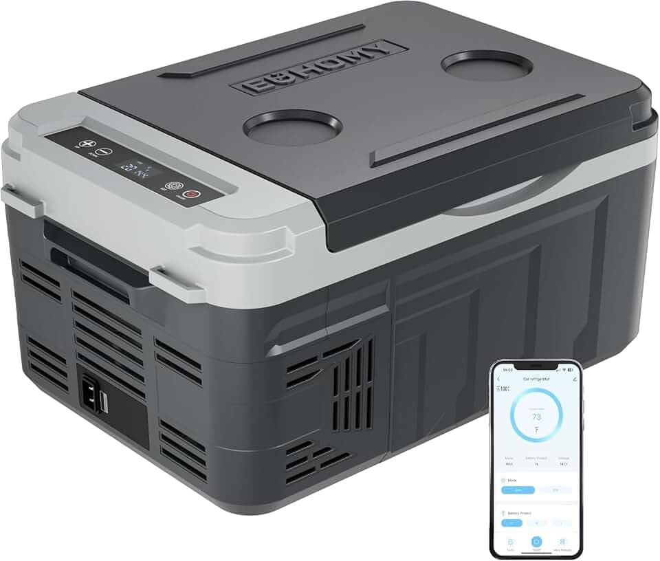 EUHOMY 10L Kompressor Kühlbox (-20℃~20℃) 12/24V DC & 230V AC Tragbarer Kompressor-Kühler mit Bluetooth APP Steuerung, 15-Min Schnellkühlung, ECO/MAX Modi, Leise <45dB, für Camping, Wohnmobil & Reisen