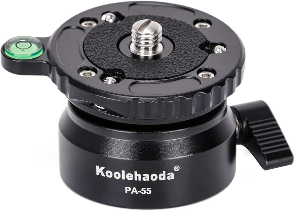 Koolehaoda PA-55 Stativ Nivellierbasis Leveling Base +/- 15 Grad Präzisionseinstellung mit 1/4" Schraube und Versatz Wasserwaage für Canon, für Nikon, DSLR-Kameras