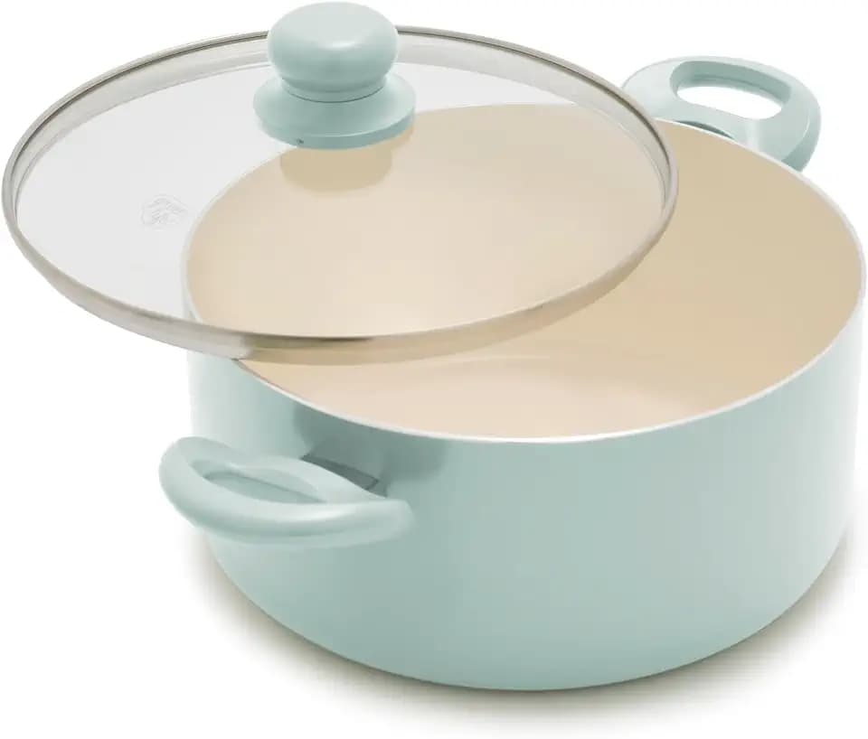 GreenLife 5QT Ceramic Nonstick Stockpot with Lid, Turquoise