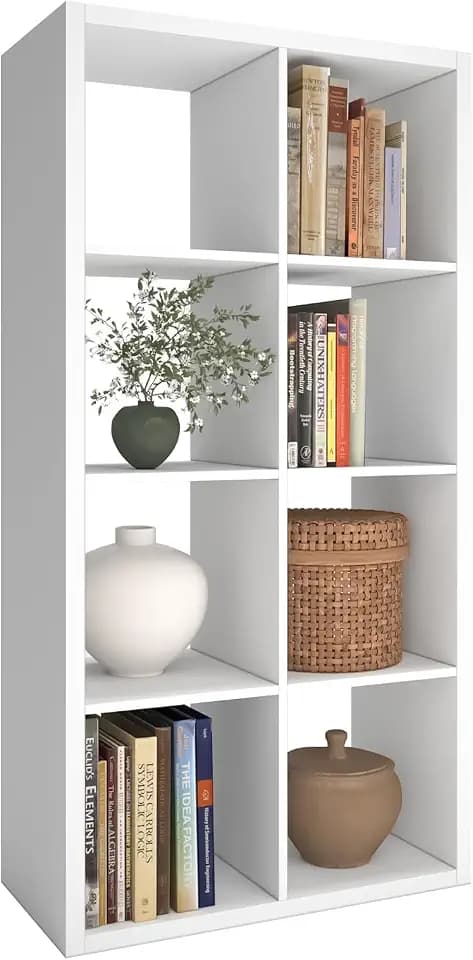 8 Cube Storage Organizer Shelf, White, 11 inch