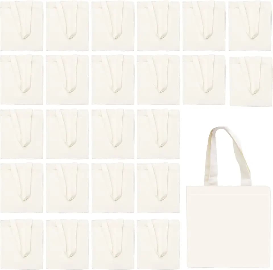 25 Pcs Mini Canvas Tote Bags,8.5 X 8 Inch