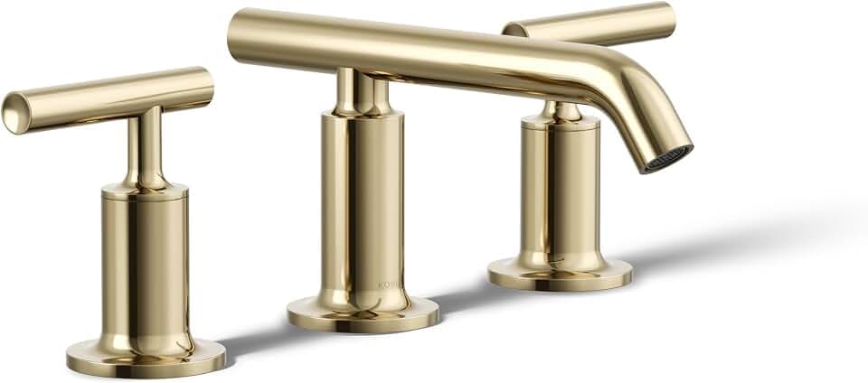 Kohler 14410-4-AF Purist® Widespread Bathroom Sink Faucet with Lever Handles, 1.2 gpm, Vibrant French Gold