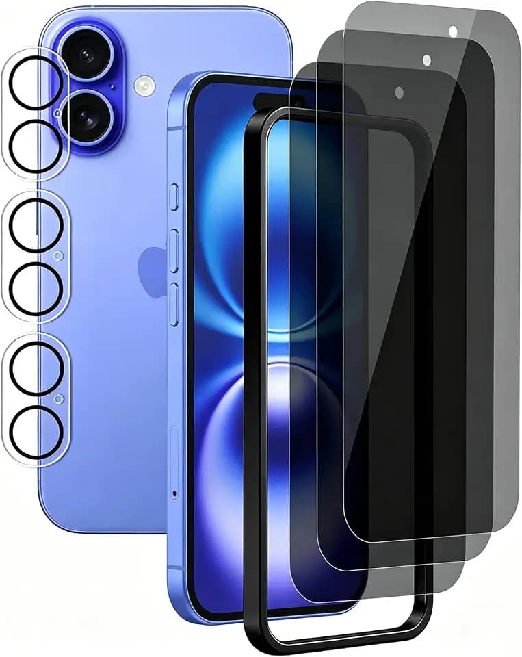 3 Pack Lens & Privacy Screen Protector for iPhone 16 6.1"