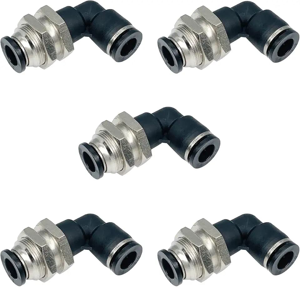 5Pcs Bulkhead Elbow 3/8" x 3/8" Tube OD Push to Connect Tube Fitting