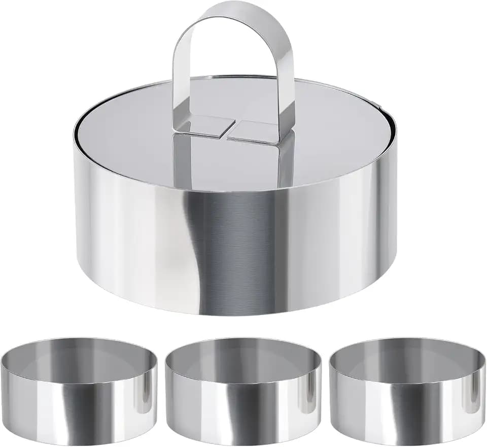 HULISEN 4” Round Cake Ring Mold, Stainless Steel Cooking Crumpet Rings