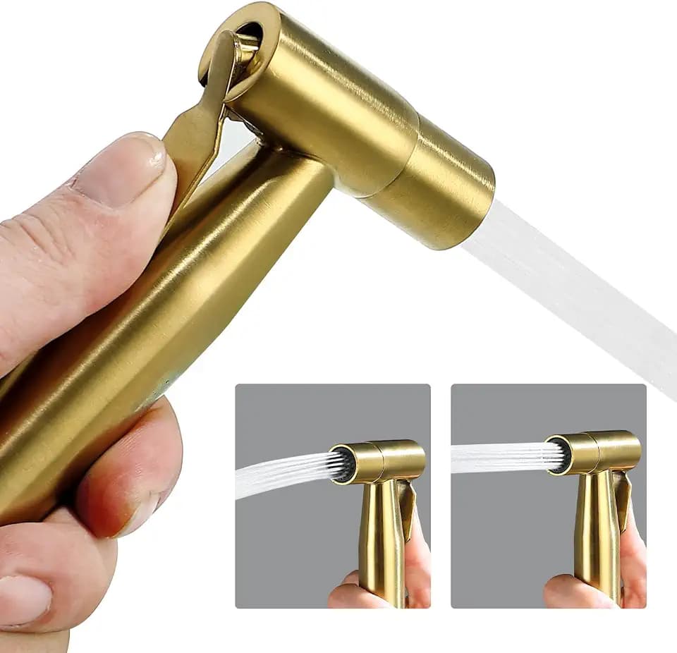BARROCK 2 Pack Bidet Sprayer Head Only, Stainless Steel Handheld Shattaf Jet Spray for Toilet, Baby Cloth Diaper Sprayer with Adjustable Water Pressure Control, Brushed Gold