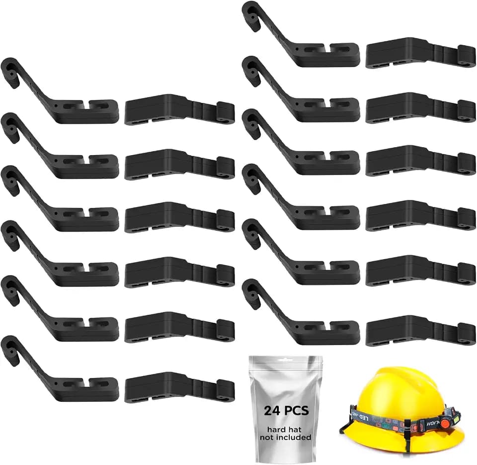 Lenporl 24 Pcs Hard Hat Light Clips,Helmet Light Holder Hook for Headlamp,Anti-Slip Stable Full Brim Hardhat Headlamp Accessory for Worker