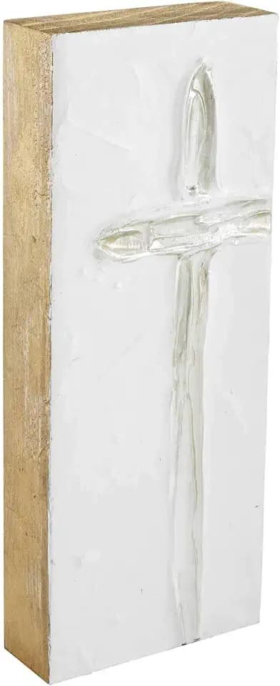 Mud Pie Cross Block Art (Silver, Tall)