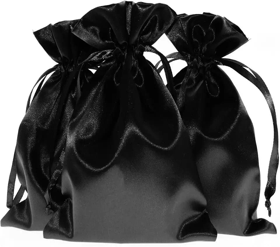 50 Pack 4" x 6" Black Satin Gift Bags with Drawstring, Jewelry Pouches, Wedding Favor Bags for Baby Shower Birthday Party Small Business
