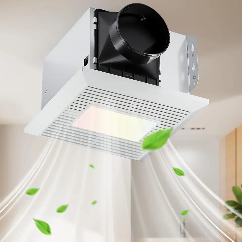 GROWNEER Bathroom Exhaust Fan with Light, 110 CFM 1.0 Sone Exhaust Fan No Attic Access Needed, Ceiling or Wall Mount, 7.68 x 9.25 inch, 35W Bathroom Fan with LED Light 3CCT Adjustable 600LM, White