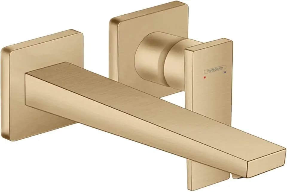 hansgrohe Metropol Modern 1-Handle 2-Hole 5-inch Tall Wall Mounted Bathroom Faucet in Brushed Bronze, 32526141