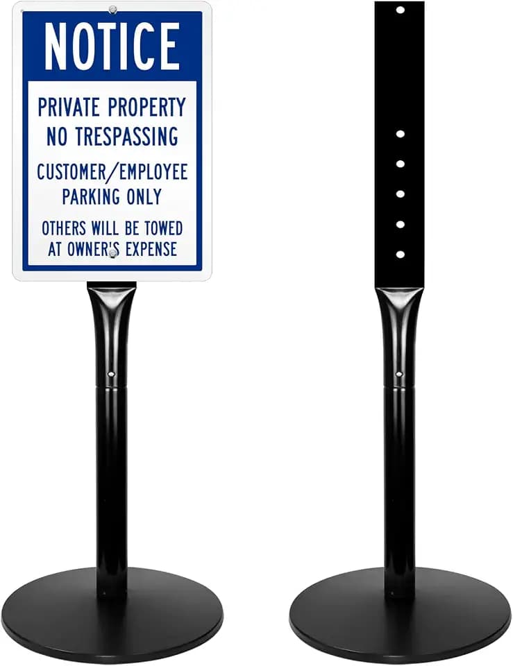 49" Parking Sign Post, Heavy Duty Cast Iron Parking Signs Stand for Outside