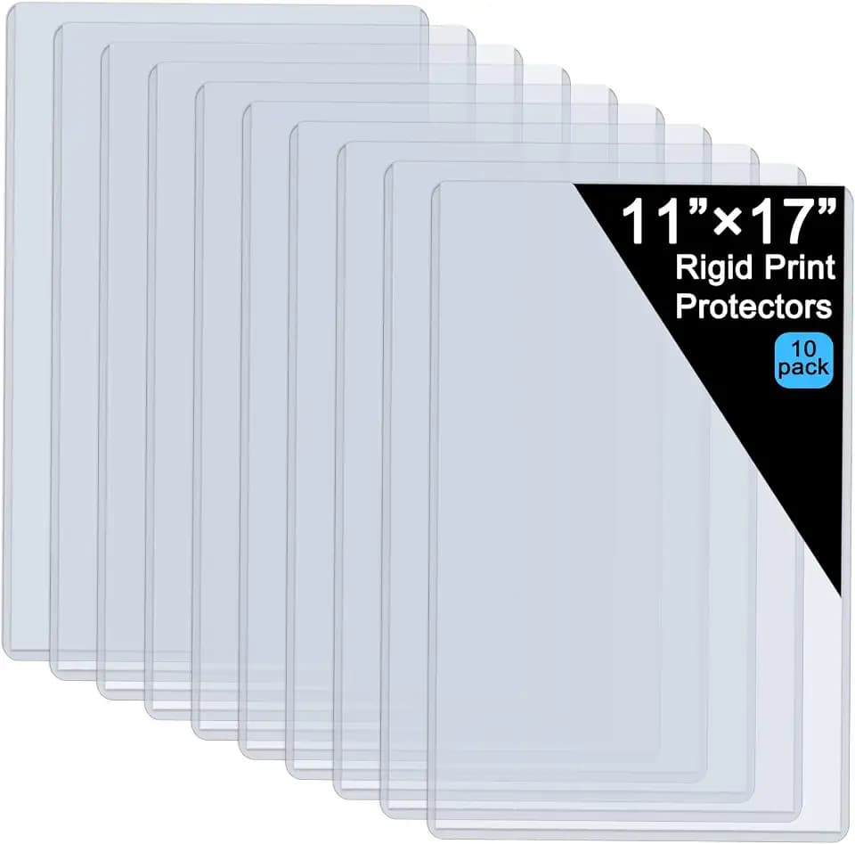11" x 17" Hard Plastic Sheet Protectors, Menu Rigid Print Protectors, Clear Certificate Waterproof Protectors, Paper Sleeves Photo Plastic Sleeves Document Holder, Birth Certificate Protector(10 Pack)