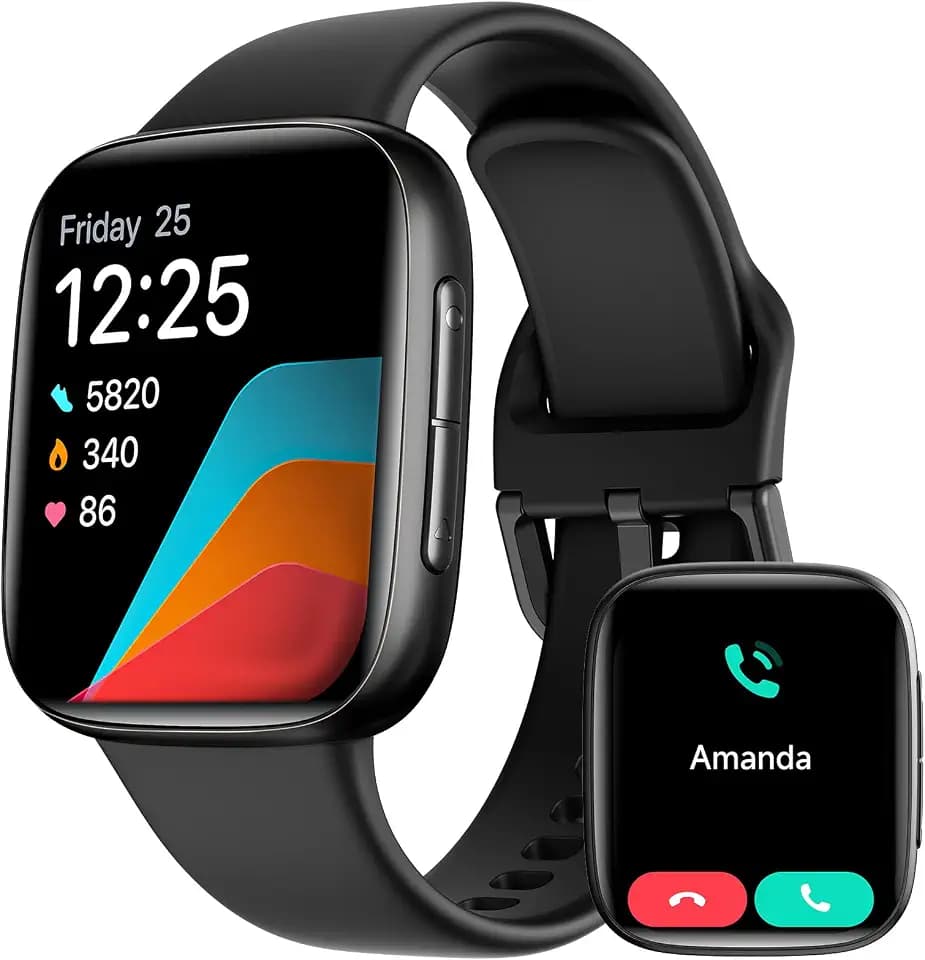 Smartwatch Herren Danem, 1.85″ AMOLED-Display Smartwatch mit Telefonfunktion/KI-Aassistent, Fitness Tracker Schlafmonitor, 200+ Sportmodi IP68 Wasserdicht Fitnessuhr Kompatibel für iOS/Samsung/Android