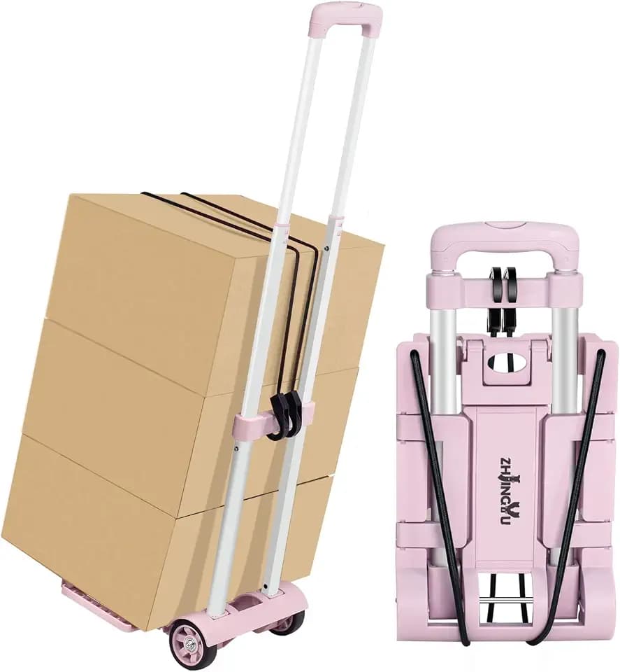 Folding Dolly Pink Hand Cart,Folding Hand Truck Aluminum Trolley