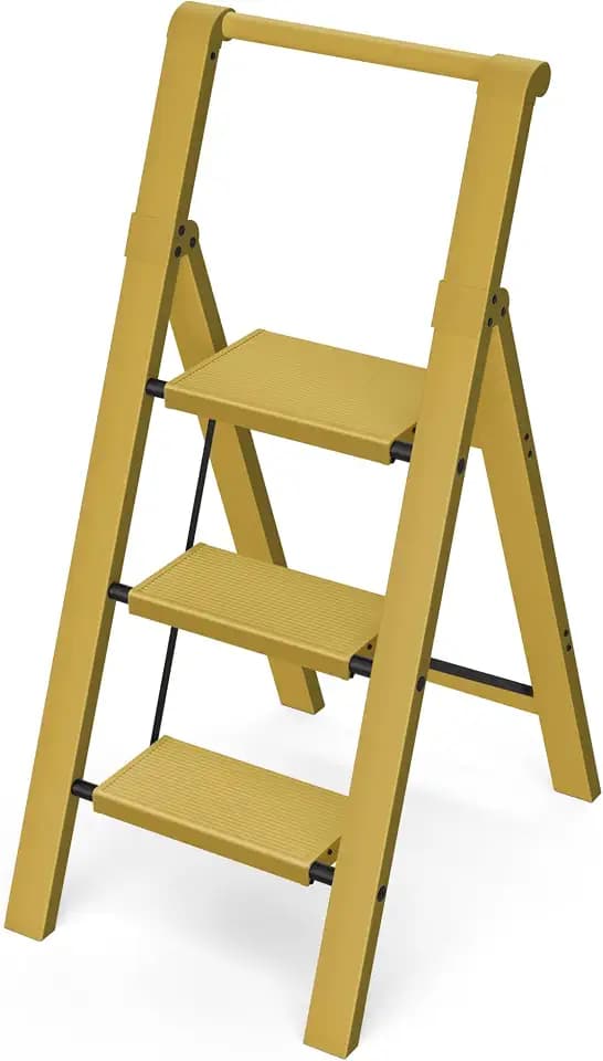 Taranta 3 Step Ladder,Aluminum Step Stool Foldable-Twilight Yellow