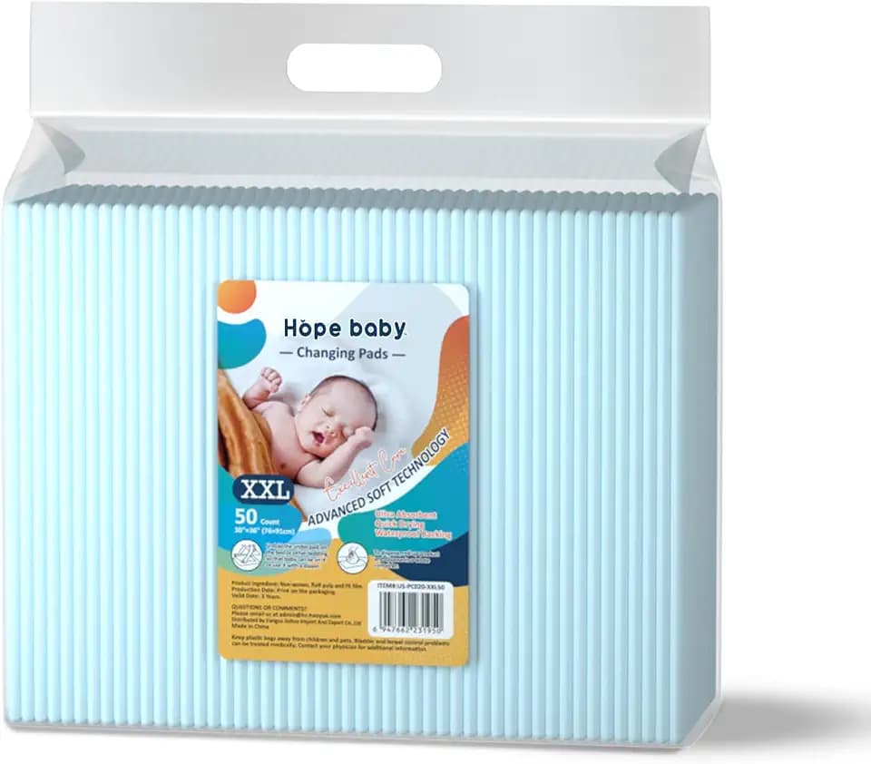 JUS COOL Incontinence Bed Pads 30”x 36”(50 Count) Disposable Baby Changing Pads, Underpads Portable Diaper Changing Pads, Soft Bed Pads Ultra Absorbent and Waterproof