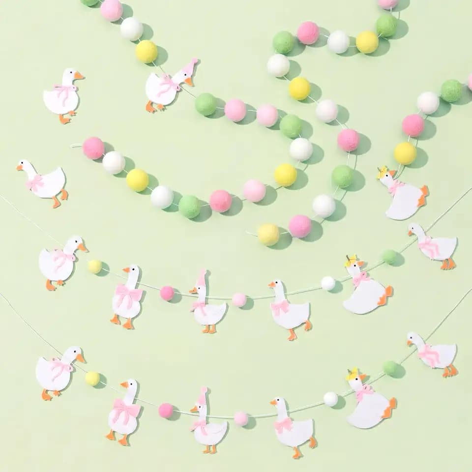 Frienda 3 Pcs Silly Goose Multicolored Felt Garland Banner Birthday