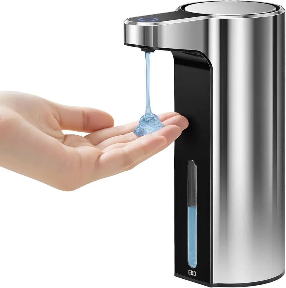 EKO Aroma 9 fl oz Automatic Liquid Soap Dispenser, Rechargeable for Kitchen and Bathroom with Adjustable Soap Dispensing Volume Control (Chrome Metallic)