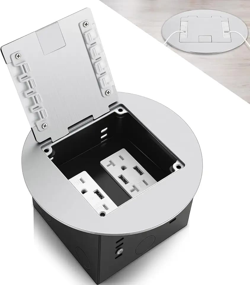 1pcs Recessed Floor Outlet 4.8a USB Charger, USB A, Silver