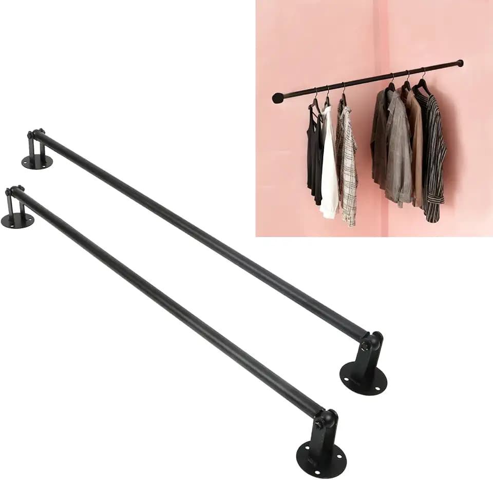 2 Pack 34 Inch Corner Adjustable Garment Rod for Save Space