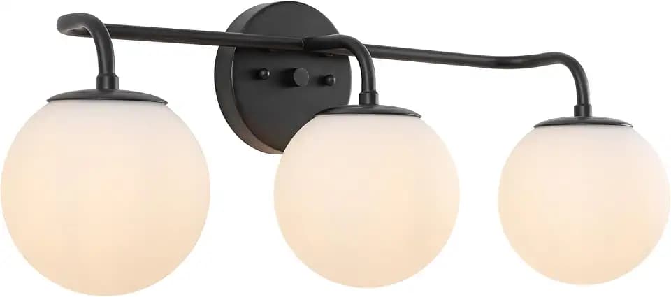 JONATHAN Y Louis Parisian Globe 25" Vanity 3-Light, Black