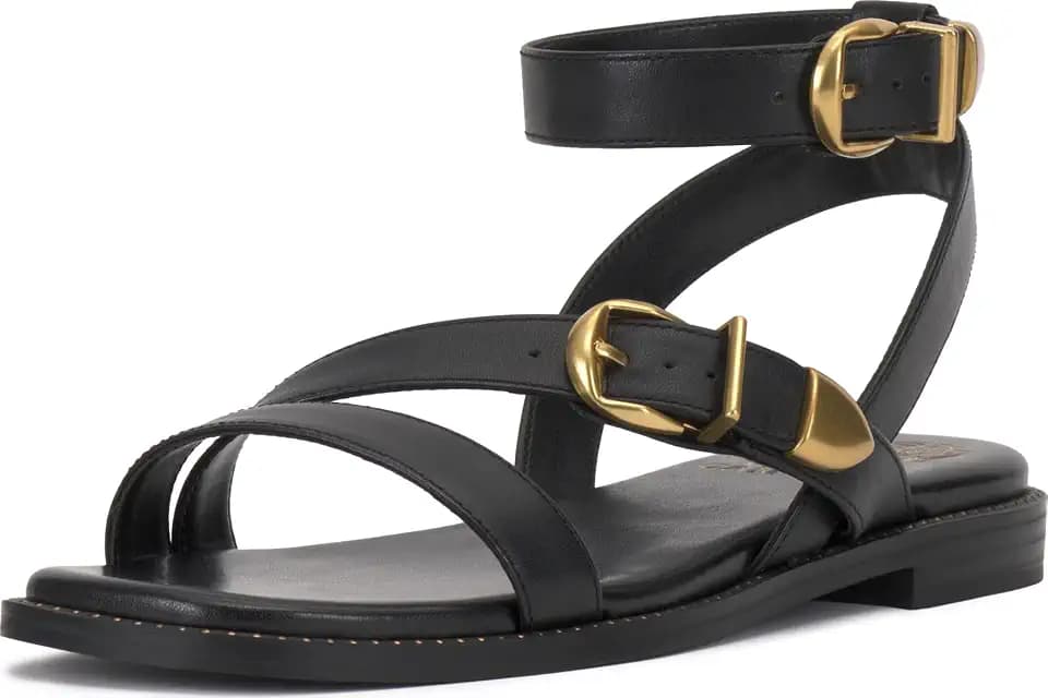 Vince Camuto Neiko Double Buckle Strappy Flat Sandals
