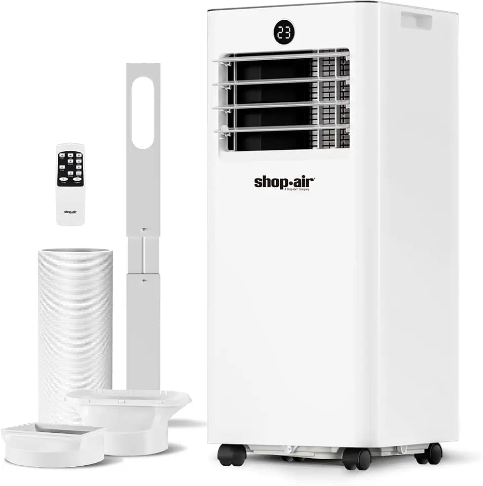 Shop-Air 10,000 BTU Portable Air Conditioner for Rooms up to 430 Sq. Ft, 3-in-1 Portable AC Unit for Rooms with Remote Control, Fast Cooling, Dehumidifier, Quiet Sleep Mode, Window Kit Included