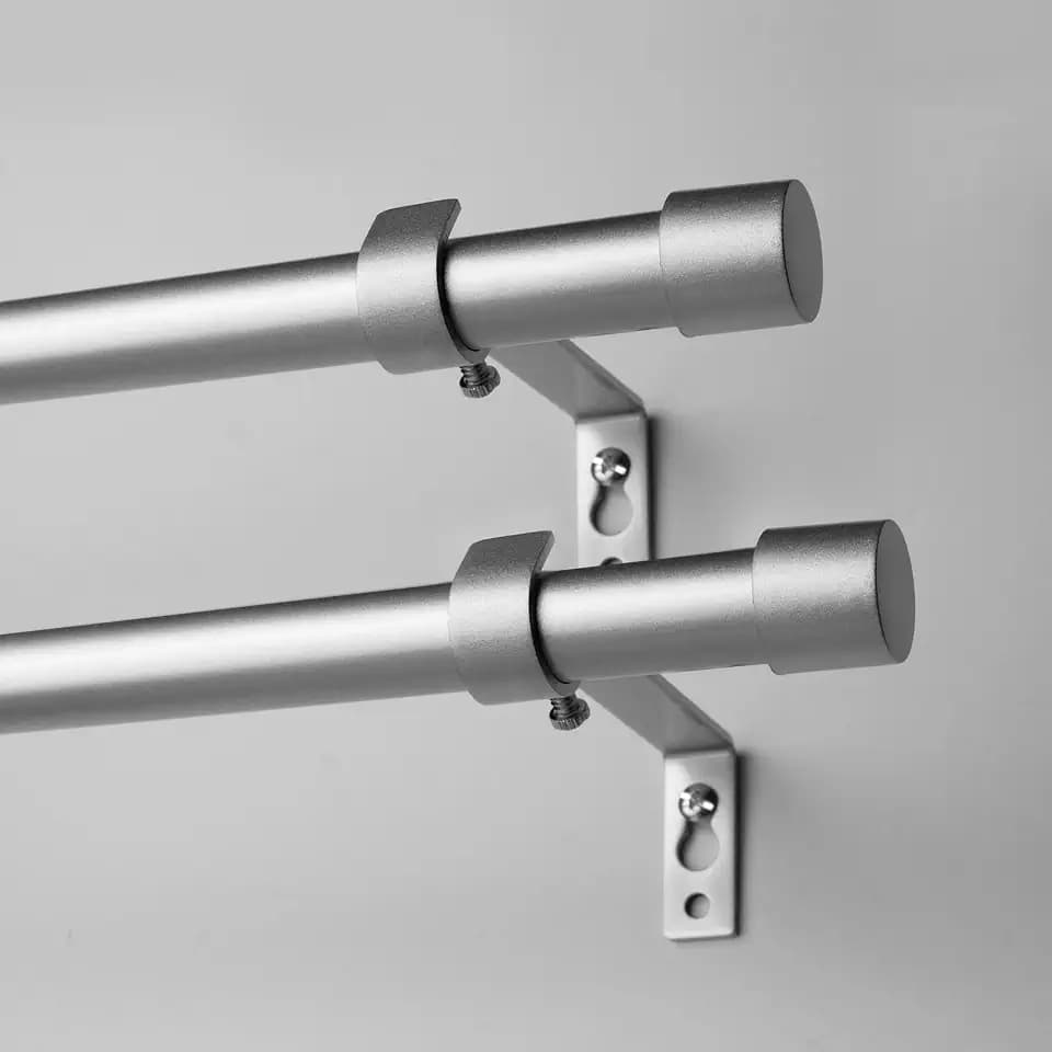 Curtain Rods Modern Minimalist Style,3/4 Inch Diameter Adjustable Curtain Rods for Windows, 16-48", Silver, 2 Pack