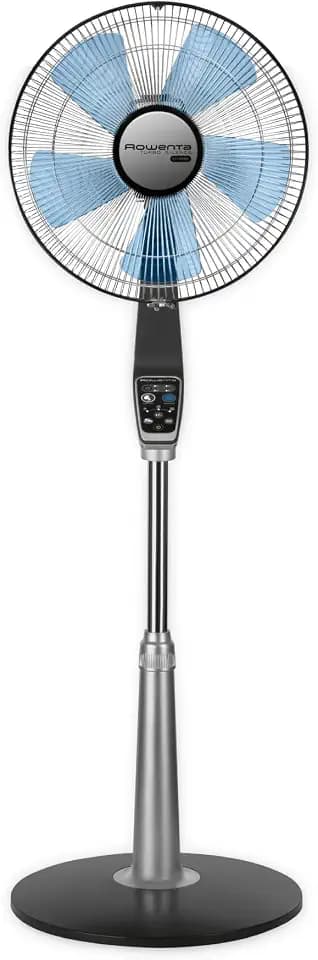 Rowenta Pedestal Fan, 53 Inches, Ultra Quiet Oscillating Fan for Bedroom, Portable, 5 Speeds, Refresh Up to 23-Feet, Silver, Indoor, VU5670