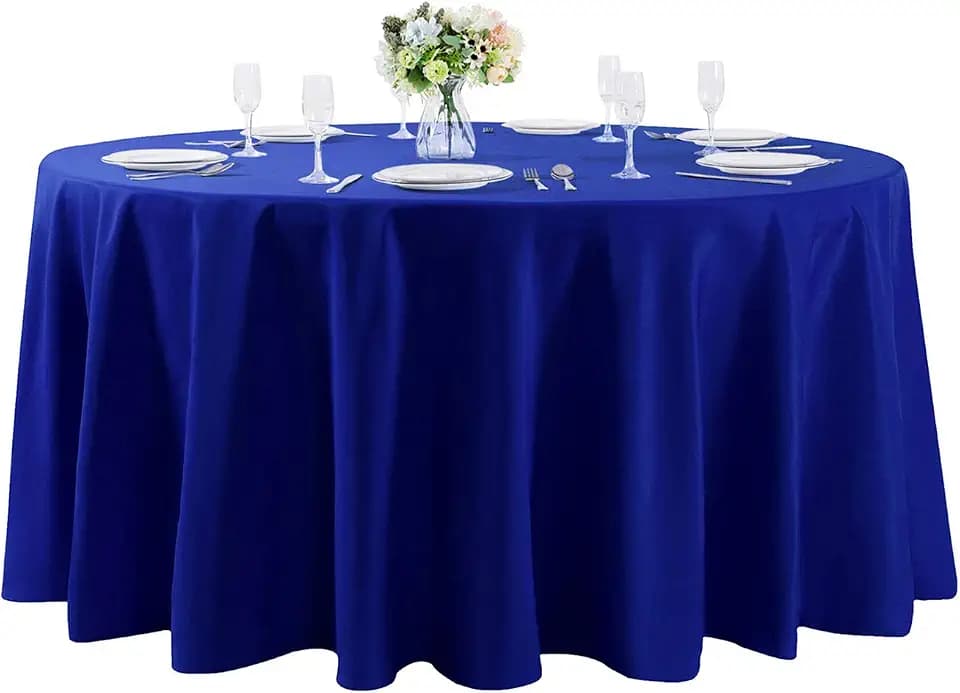 Cupuamon 120 inch Round Tablecloth Washable Polyester Table Cloth Decorative Table Cover for Wedding Party Dining Banquet(120 inch,Royal Blue)