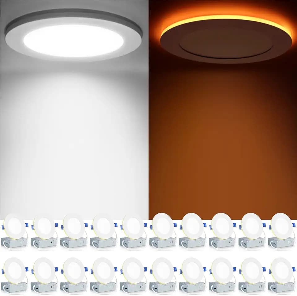 Meconard 20 Pack 4 Inch 5CCT LED Recessed Lighting with Night Light, White
