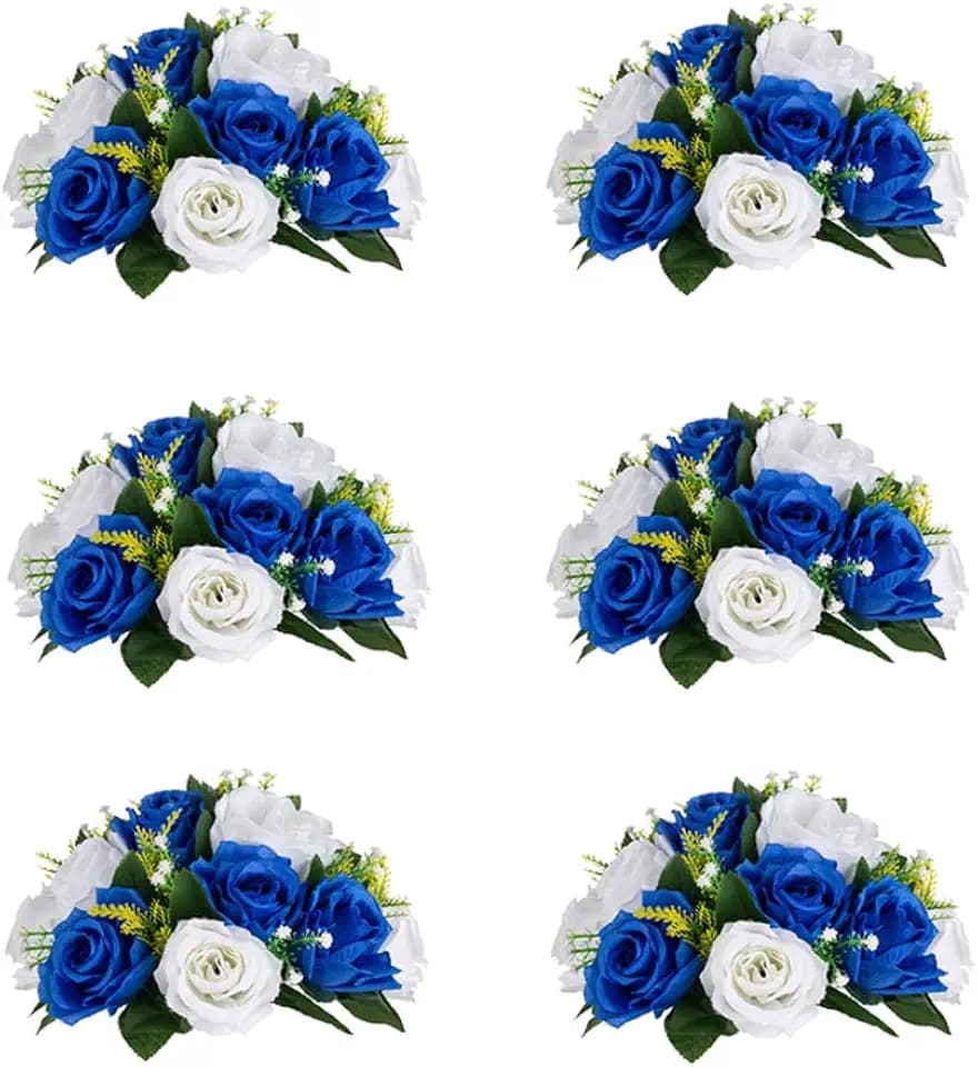 Flower Centerpieces Wedding Tables: Royal Blue & White, 6 Packs