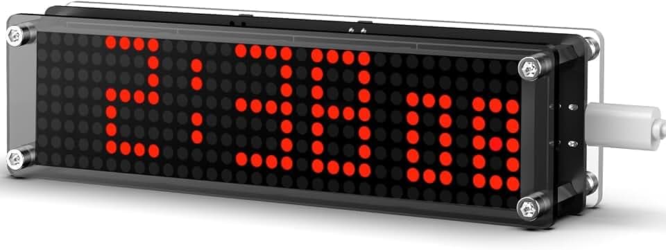 WiFi Atomic Clock, Smart LED Matrix Desk Clock with Seconds, Auto Time Sync via NTP, Mini Digital Clock with Auto Dimming