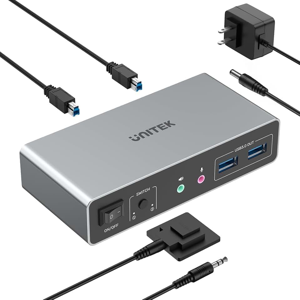 Unitek HDMI KVM Switch für 2 Monitore und 2 Computer, 4K@144Hz