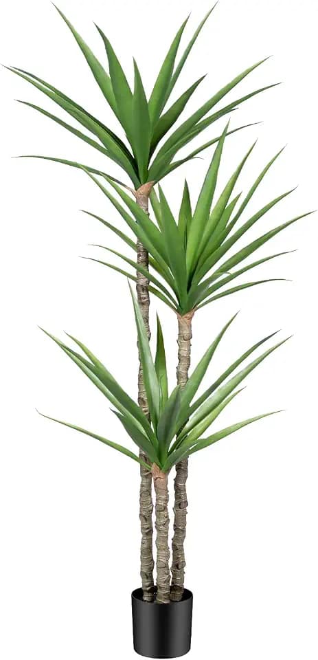 Artificial Tree 6ft Faux Agave Plant with 3 Heads in Pot Fake Tree for Home Decor Indoor or Outdoor Office Decoration,Farmhouse,Store Floor Decor Housewarming Gift(1 Pack)