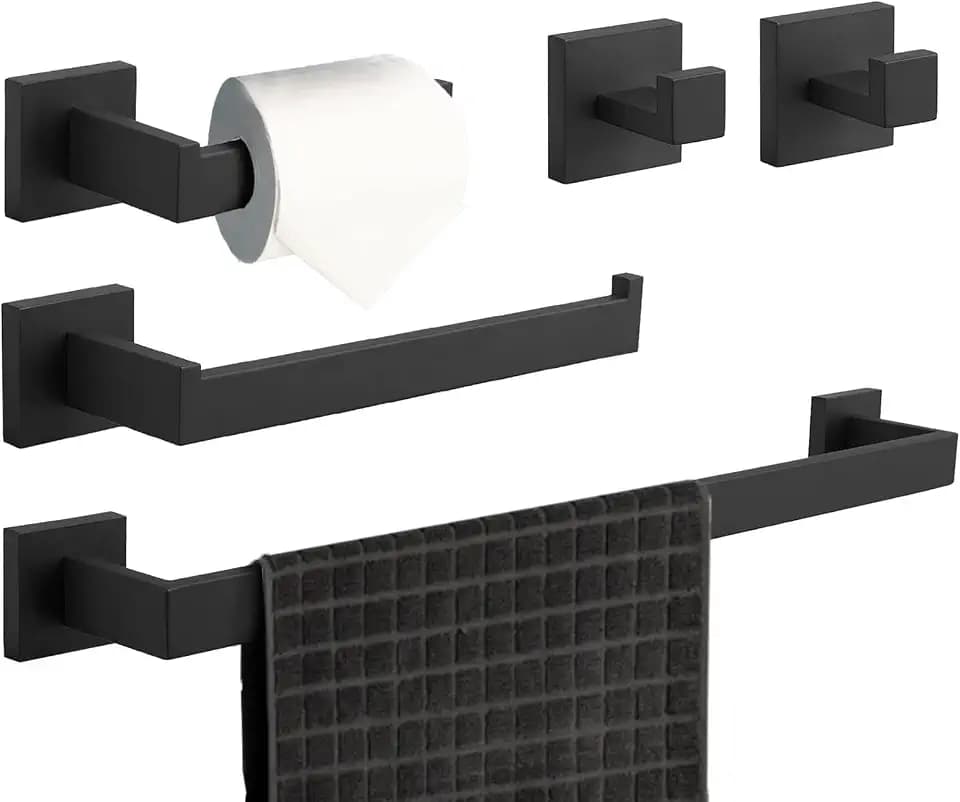 Wall-Mount Towel Bar Toilet Paper Holder Hardware Set 5-Piece