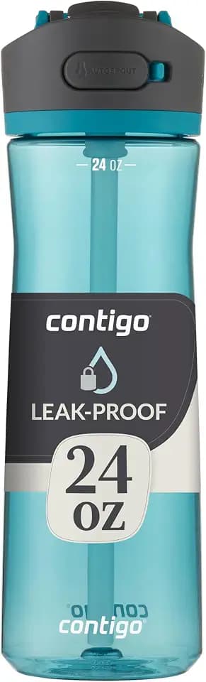 Contigo Ashland 2.0 Leak-Proof Water Bottle with Lid Lock and Angled Straw, Dishwasher Safe, Interchangeable Lid, 24oz, Juniper
