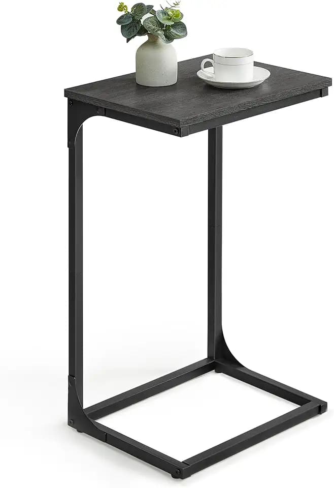 VASAGLE C-Shaped End Table, Couch Side Table for Sofa with Metal Frame