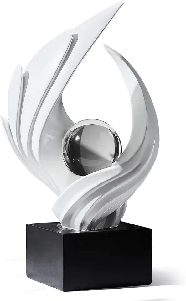 Abstract Art Sculpture, Resin Gold Decorative Statue, Modern White Ornaments for Living Room, Decorativas Modernas for Coffee Table, Entryway & Office Collectibles (White)