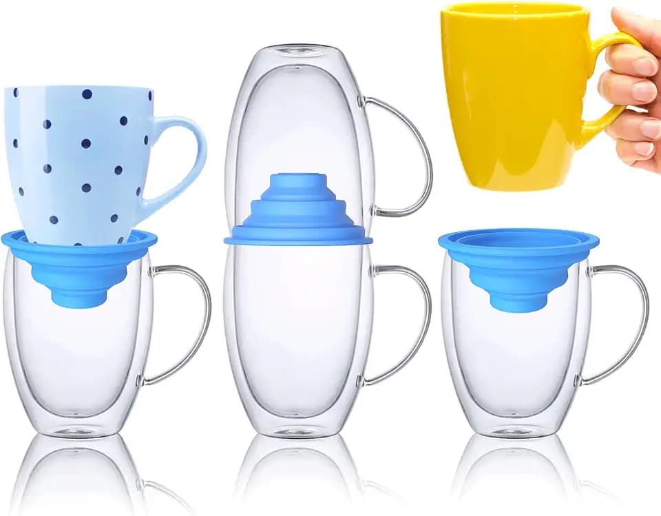 Mug Stacker & Storage Organizer – Expandable, Stackable Cup Holder for Kitchen Cabinet or Pantry – Space-Saving Solution for Tea Cups & Coffee Mugs (6Pcs Blue)