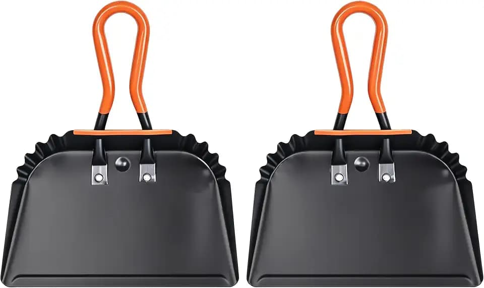 Heavy Duty Metal Dust Pan – Commercial Grade Steel Dustpan with Reinforced Riveted Construction, Wide Mouth & Ergonomic Handle for Garage, Workshop, Fireplace & Outdoor Use-Small-11.8inch