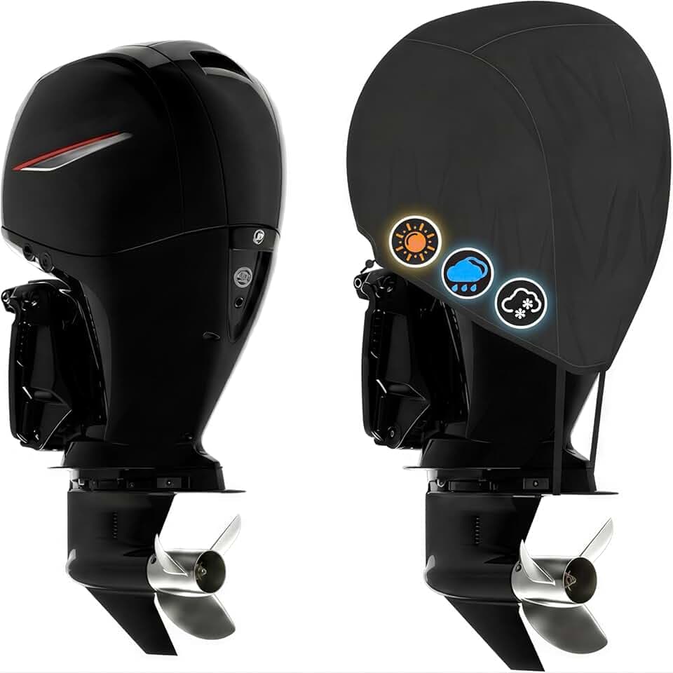 Outboard Motor Cover, 1200D Waterproof Boat Motor Cover