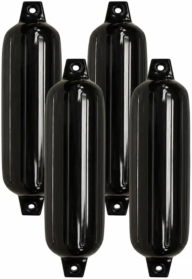 TaylorMade Boat Fender 4-Pack, Marine-Grade Vinyl, Ribbed Twin-Eye Design