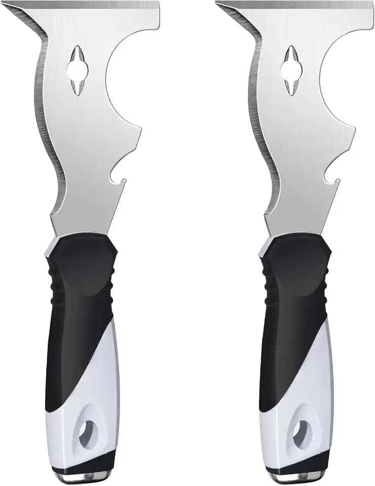 Mister Rui 2PC 10-in-1 Paint Scraper, MultiUse Putty Knife Tool, Hammer End