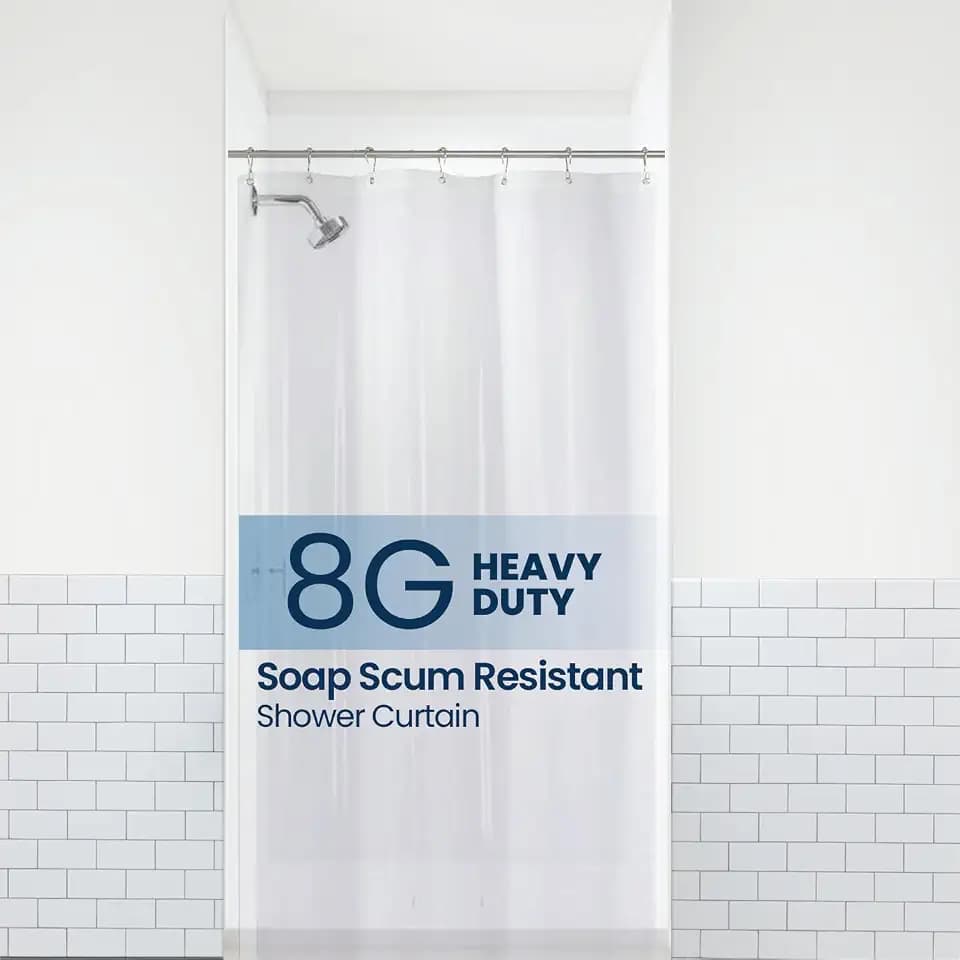LiBa Shower Curtain PEVA 8G, 36x72 Inch Waterproof Clear