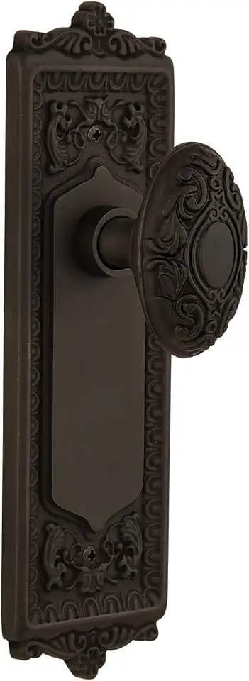 Nostalgic Warehouse Egg & Dart Plate with Victorian Knob, Double Dummy, Oil-Rubbed Bronze