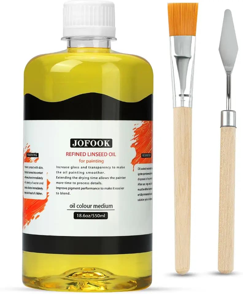 JOFOOK Refined Linseed Oil 550ml – Thinner Medium for Oil Paintings & Art
