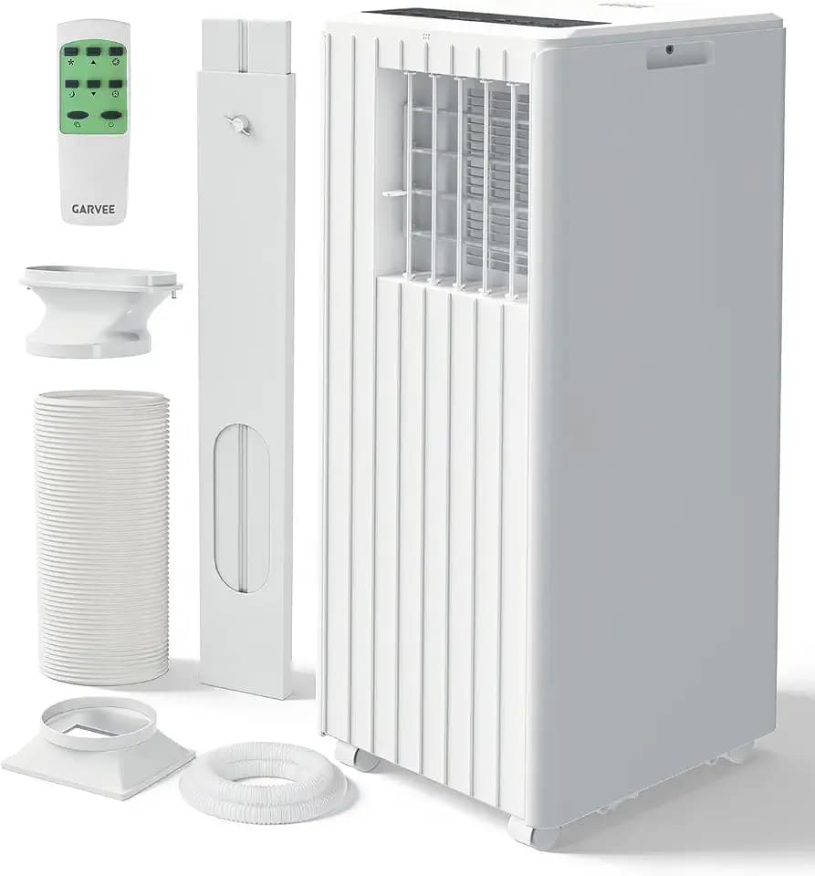 Garvee 8000 BTU Portable Air Conditioner, 3-in-1 Portable AC Cooling, Dehumidifying & Fan for Bedroom, Apartment, Dorm & Rooms Up to 350 Sq. Ft, Sleep Mode, 24-Hr Timer, Remote, Window Kit, White