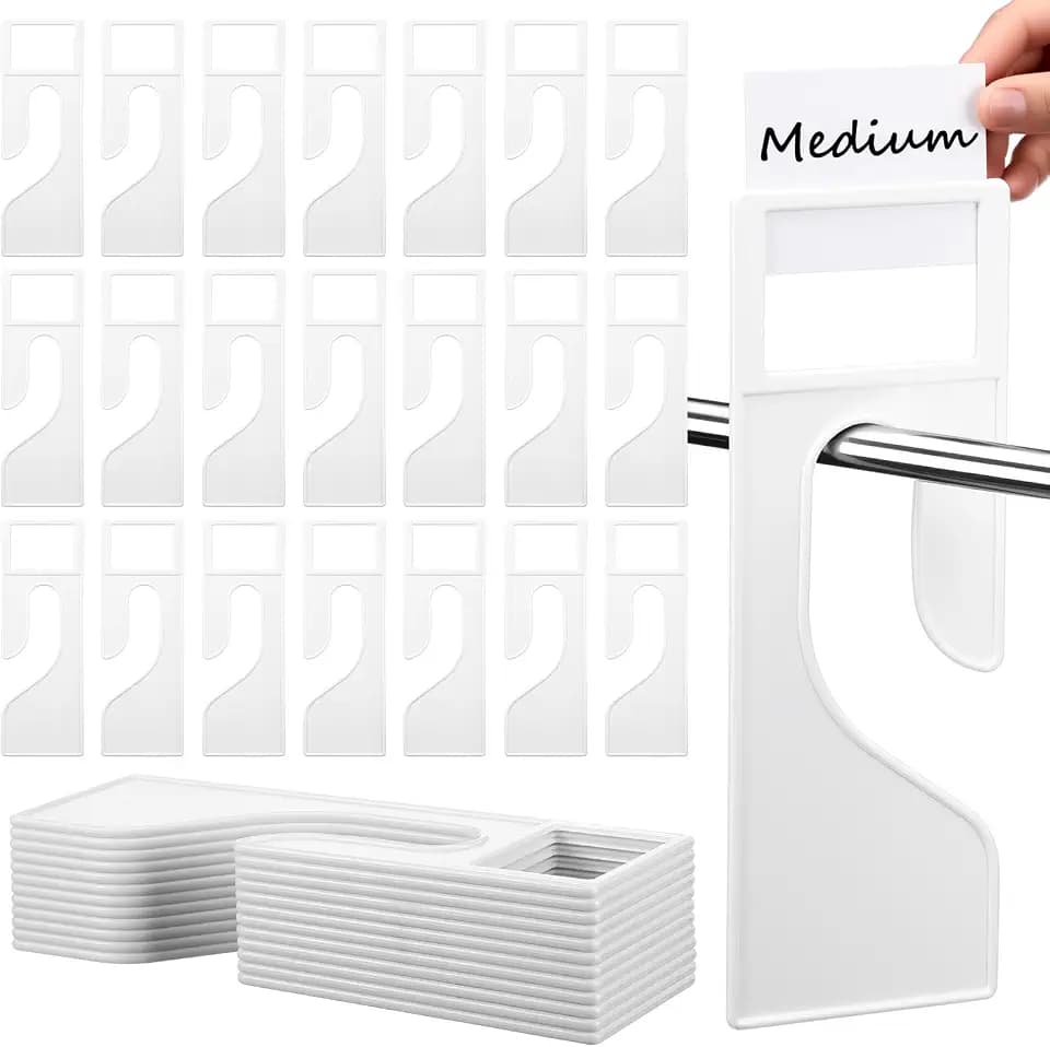 Leinuosen 25 Pack Clothing Rack Size Dividers with Labels, White